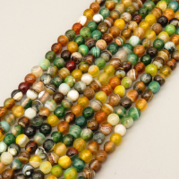 Natural Agate Beads Strands,Round,Faceted,Dyed,Brown Emerald Green Earthy Yellow,6mm,Hole:1mm,about 61 pcs/strand,about 22 g/strand,5 strands/package,14.96"(38cm),XBGB07366vbnb-L020