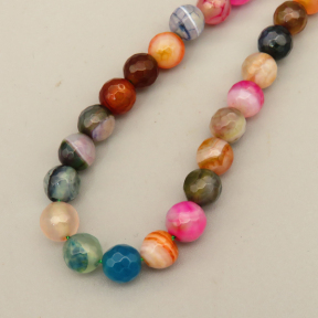 Natural Agate Beads Strands,Round,Faceted,Dyed,Mixed Color,6mm,Hole:1mm,about 61 pcs/strand,about 22 g/strand,5 strands/package,14.96"(38cm),XBGB07370vbnb-L020