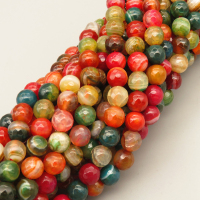 Natural Agate Beads Strands,Round,Faceted,Dyed,Mixed Color,6mm,Hole:1mm,about 61 pcs/strand,about 22 g/strand,5 strands/package,14.96"(38cm),XBGB07372vbnb-L020