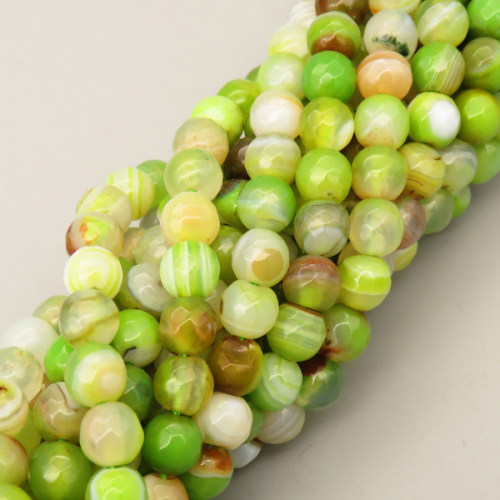 Natural Agate Beads Strands,Round,Faceted,Dyed,Light Green Brown,6mm,Hole:1mm,about 61 pcs/strand,about 22 g/strand,5 strands/package,14.96"(38cm),XBGB07376vbnb-L020
