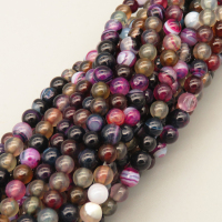 Natural Agate Beads Strands,Round,Dyed,Mixed Color Purple Brown Black,4mm,Hole:0.8mm,about 95 pcs/strand,about 9 g/strand,5 strands/package,14.96"(38cm),XBGB07388vbmb-L020