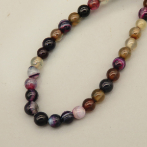 Natural Agate Beads Strands,Round,Dyed,Mixed Color Purple Brown Black,4mm,Hole:0.8mm,about 95 pcs/strand,about 9 g/strand,5 strands/package,14.96"(38cm),XBGB07388vbmb-L020