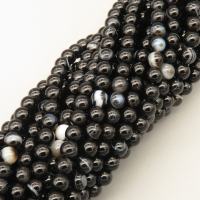 Natural Agate Beads Strands,Round,Dyed,Black and White,4mm,Hole:0.8mm,about 95 pcs/strand,about 9 g/strand,5 strands/package,14.96"(38cm),XBGB07390vbmb-L020