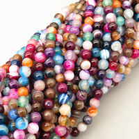 Natural Agate Beads Strands,Round,Dyed,Mixed Color,4mm,Hole:0.8mm,about 95 pcs/strand,about 9 g/strand,5 strands/package,14.96"(38cm),XBGB07392vbmb-L020