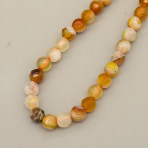 Natural Agate Beads Strands,Round,Faceted,Dyed,Natural Beige,4mm,Hole:0.8mm,about 95 pcs/strand,about 9 g/strand,5 strands/package,14.96"(38cm),XBGB07400vbmb-L020