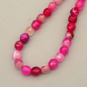 Natural Agate Beads Strands,Round,Faceted,Dyed,Rose Red White,4mm,Hole:0.8mm,about 95 pcs/strand,about 9 g/strand,5 strands/package,14.96"(38cm),XBGB07404vbmb-L020