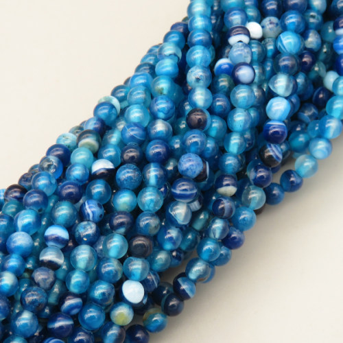 Natural Agate Beads Strands,Round,Dyed,Royal Blue,4mm,Hole:0.8mm,about 95 pcs/strand,about 9 g/strand,5 strands/package,14.96"(38cm),XBGB07406vbmb-L020