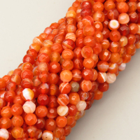 Natural Agate Beads Strands,Round,Faceted,Dyed,Orange Red Yellow,4mm,Hole:0.8mm,about 95 pcs/strand,about 9 g/strand,5 strands/package,14.96"(38cm),XBGB07410vbmb-L020