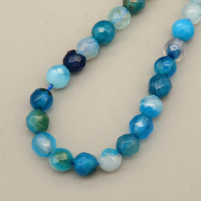 Natural Agate Beads Strands,Round,Faceted,Dyed,Sky Blue Sapphire Blue,4mm,Hole:0.8mm,about 95 pcs/strand,about 9 g/strand,5 strands/package,14.96"(38cm),XBGB07414vbmb-L020
