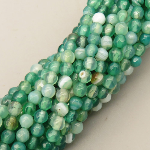 Natural Agate Beads Strands,Round,Faceted,Dyed,Grass Green White,4mm,Hole:0.8mm,about 95 pcs/strand,about 9 g/strand,5 strands/package,14.96"(38cm),XBGB07418vbmb-L020