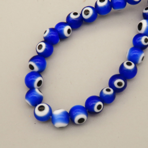 Evil Eye Lampwork Beads Strands,Eyes,Round,Royal Blue Black and White,6mm,Hole:0.8mm,about 63 pcs/strand,about 22 g/strand,5 strands/package,14.96"(38cm),XBG00788bbml-L020