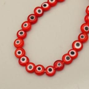 Evil Eye Lampwork Beads Strands,Eyes,Disc,Red White Black,3x6mm,Hole:0.8mm,about 64 pcs/strand,about 18 g/strand,5 strands/package,14.96"(38cm),XBG00794vhkb-L020