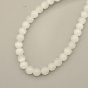 Cat Eye Beads Strands,Round,White,4mm,Hole:0.8mm,about 95 pcs/strand,about 9 g/strand,5 strands/package,14.96"(38cm),XBGB07432vbmb-L020
