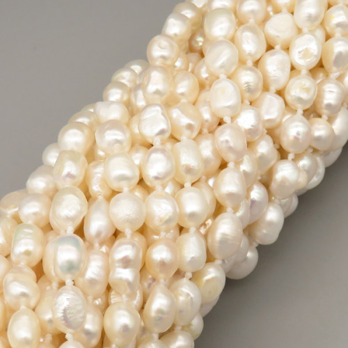 Natural Cultured Freshwater Pearl Beads Strands,Random Particles,Off White,7x8x12mm-7x8x13mm,Hole:1.2mm,about 100 pcs/strand,about 75 g/strand,1 strand/package,47.24"(1.2m),XBSP01210vkla-L020