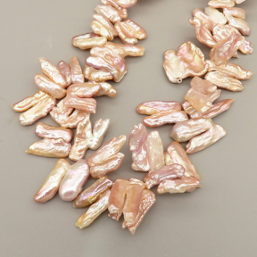 Natural Cultured Freshwater Pearl Beads Strands,Tooth Shape,Pink White,5x16x28mm-4x15x18mm,Hole:1.2mm,about 54 pcs/strand,about 250 g/strand,100 g/package,14.96"(38cm),XBSP01224hbab-L020