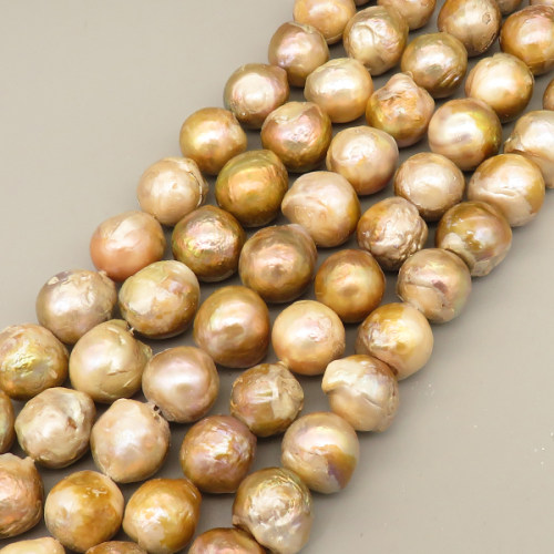 Natural Baroque Pearl Keshi Pearl Beads Strands,Cultured Freshwater Pearl Beads Strands,Nearly Round,Purple Yellow White,13mm-16mm,Hole:1.5mm,about 25 pcs/strand,about 120 g/strand,100 g/package,14.96"(38cm),XBSP01226hbab-L020
