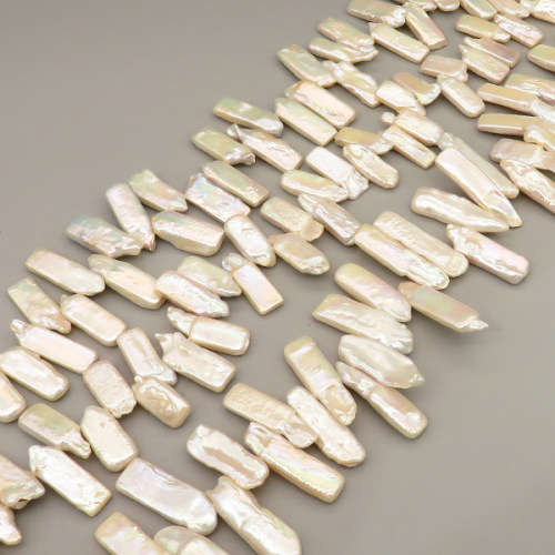 Natural Baroque Pearl Keshi Pearl Beads Strands,Cultured Freshwater Pearl Beads Strands,Side Perforated Rectangles,Off White,4x8x24mm-5x8x37mm,Hole:1.2mm,about 52 pcs/strand,about 250 g/strand,100 g/package,14.17"36cm),XBSP01234hbab-L020