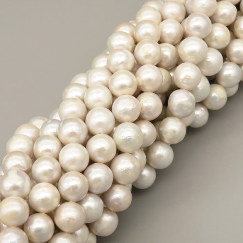 Natural Baroque Pearl Keshi Pearl Beads Strands,Cultured Freshwater Pearl Beads Strands,Near Circle,Grace A,Off White,8mm-10mm,Hole:1.2mm,about 44 pcs/strand,about 55 g/strand,100 g/package,14.17"(36cm),XBSP01240hbab-L020