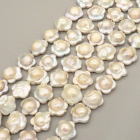 Natural Baroque Pearl Keshi Pearl Beads Strands,Cultured Freshwater Pearl Beads Strands,Flower Shape,Silvery White,16x17x7mm-9x16x16mm,Hole:1.5mm,about 24 pcs/strand,about 120 g/strand,100 g/package,14.17"(36cm),XBSP01246hbab-L020