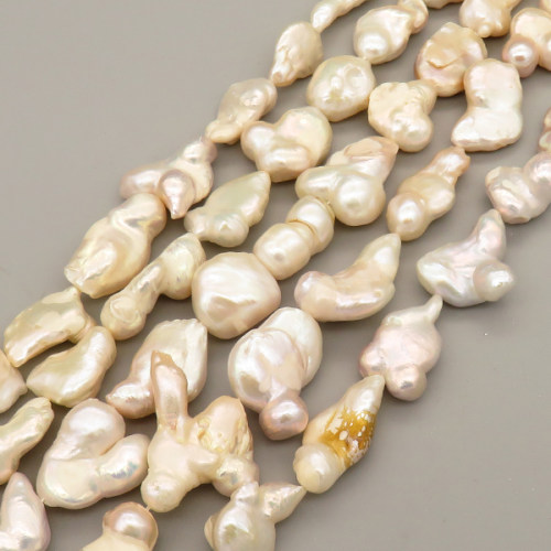 Natural Baroque Pearl Keshi Pearl Beads Strands,Cultured Freshwater Pearl Beads Strands,Shaped Beads,Pink White,9x11x18mm-7x14x25mm,Hole:1.5mm,about 19 pcs/strand,about 180 g/strand,100 g/package,14.17"(36cm),XBSP01248hbab-L020