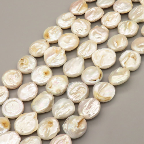 Natural Baroque Pearl Keshi Pearl Beads Strands,Cultured Freshwater Pearl Beads Strands,Round Cake,Grade A,Off White,7x17mm-11x18mm,Hole:1.5mm,about 23 pcs/strand,about 170 g/strand,100 g/package,14.17"(36cm),XBSP01254hbab-L020