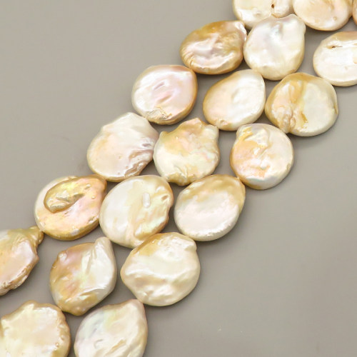 Natural Baroque Pearl Keshi Pearl Beads Strands,Cultured Freshwater Pearl Beads Strands,The Disc Conforms to The Shape,White Yellow,7x22x26mm,Hole:1.5mm,about 16 pcs/strand,about 175 g/strand,100 g/package,14.17"(36cm),XBSP01264hbab-L020