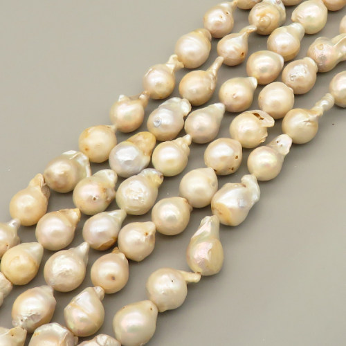 Natural Baroque Pearl Keshi Pearl Beads Strands,Cultured Freshwater Pearl Beads Strands,Nearly Round,Beige,11mm-12mm,Hole:1.5mm,about 28 pcs/strand,about 80 g/strand,100 g/package,14.17"(36cm),XBSP01274hbab-L020