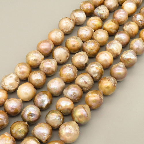 Natural Baroque Pearl Keshi Pearl Beads Strands,Cultured Freshwater Pearl Beads Strands,Nearly Round,Brown,16x17mm-14x15mm,Hole:1.5mm,about 26 pcs/strand,about 115 g/strand,100 g/package,14.17"(36cm),XBSP01292hbab-L020