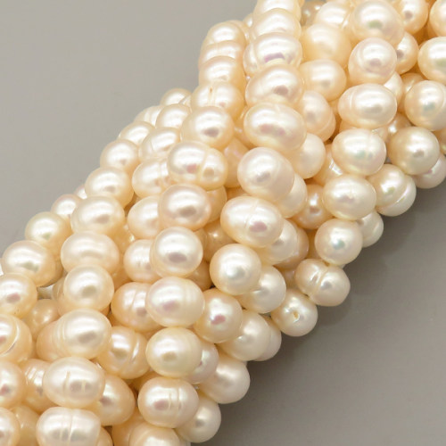 Natural Cultured Freshwater Pearl Beads Strands,Light Thread Punch,Off White,8mm-9mm,Hole:1.2mm,about 51 pcs/strand,about 45 g/strand,1 strand/package,14.17"(36cm),XBSP01314vhov-L020,13660
