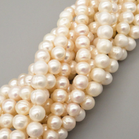 Natural Cultured Freshwater Pearl Beads Strands,Thread Punch Nearly Round,Off White,,9mm-10mm,Hole: 1.2mm,about 45 pcs/strand,about 50 g/strand,1 strand/package,14.17"(36cm),XBSP01338vina-L020,13070