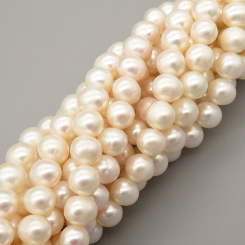 Natural Cultured Freshwater Pearl Beads Strands,Thread Punch,Off White,,9mm-10mm,Hole: 1.2mm,about 46 pcs/strand,about 50 g/strand,1 strand/package,14.17"(36cm),XBSP01340ajvb-L020,33460