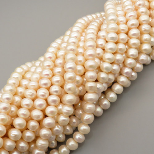 Natural Cultured Freshwater Pearl Beads Strands,Thread Punch Nearly Round,Off White,,9mm-10mm,Hole: 1.2mm,about 50 pcs/strand,about 50 g/strand,1 strand/package,14.17"(36cm),XBSP01342ajvb-L020,17490