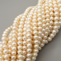 Natural Cultured Freshwater Pearl Beads Strands,Thread Punch Nearly Round,Off White,,7mm-8mm,Hole: 1.2mm,about 61 pcs/strand,about 30 g/strand,1 strand/package,14.17"(36cm),XBSP01350vhmv-L020,12660