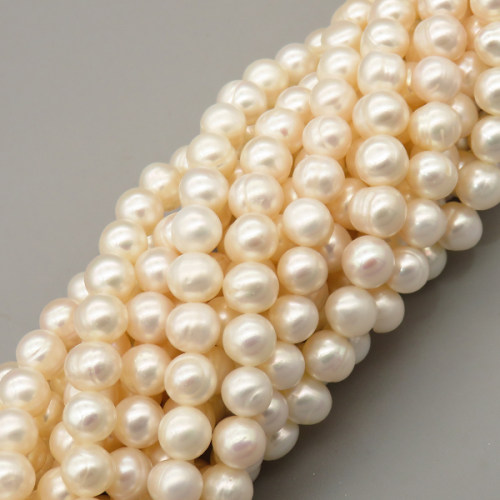 Natural Cultured Freshwater Pearl Beads Strands,Thread Punch,Off White,,8mm-9mm,Hole: 1.2mm,about 53 pcs/strand,about 40 g/strand,1 strand/package,14.17"(36cm),XBSP01356vhov-L020,10625