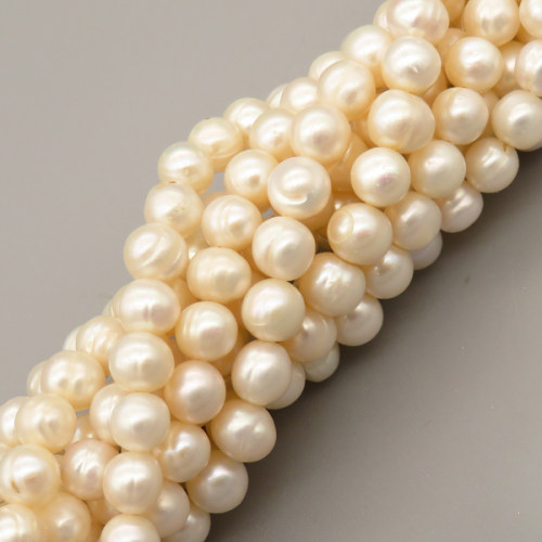 Natural Cultured Freshwater Pearl Beads Strands,Thread Punch Nearly Round,Off White,,8mm-9mm,Hole: 1.2mm,about 51 pcs/strand,about 40 g/strand,1 strand/package,14.17"(36cm),XBSP01358aivb-L020,11470