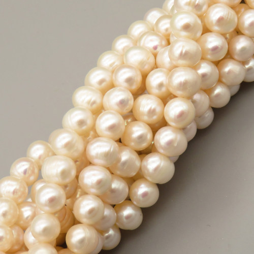 Natural Cultured Freshwater Pearl Beads Strands,Thread Punch,Off White,,8mm-9mm,Hole: 1.2mm,about 53 pcs/strand,about 40 g/strand,1 strand/package,14.17"(36cm),XBSP01368vhov-L020,17485