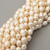 Natural Cultured Freshwater Pearl Beads Strands,Thread Punch,Off White,,9mm-10mm,Hole: 1.2mm,about 34 pcs/strand,about 50 g/strand,1 strand/package,14.17"(36cm),XBSP01388vhov-L020,10385