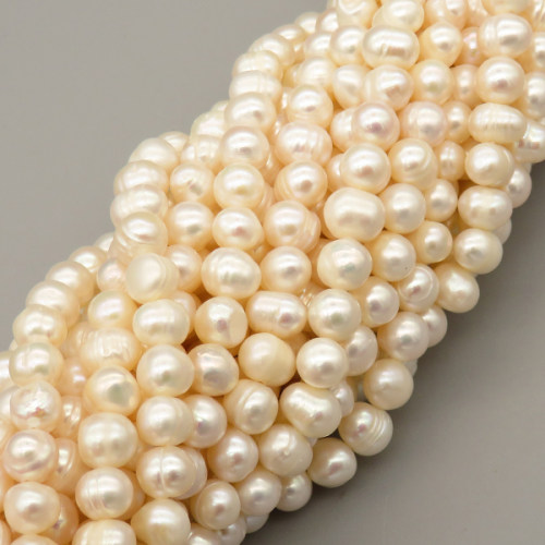 Natural Cultured Freshwater Pearl Beads Strands,Thread Punch Grade AB,Off White,,7mm-8mm,Hole: 1.2mm,about 53 pcs/strand,about 30 g/strand,1 strand/package,14.17"(36cm),XBSP01396vhmv-L020,7685