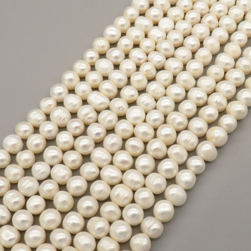 Natural Cultured Freshwater Pearl Beads Strands,Thread Punch Grade AB,Off White,,9mm-10mm,Hole: 1.2mm,about 42 pcs/strand,about 50 g/strand,1 strand/package,14.17"(36cm),XBSP01398vila-L020,15840