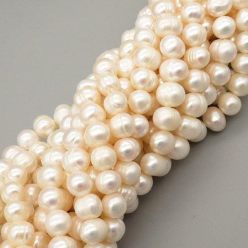 Natural Cultured Freshwater Pearl Beads Strands,Thread Punch Grade AB,Off White,,9mm-10mm,Hole: 1.2mm,about 42 pcs/strand,about 50 g/strand,1 strand/package,14.17"(36cm),XBSP01400aima-L020,13450
