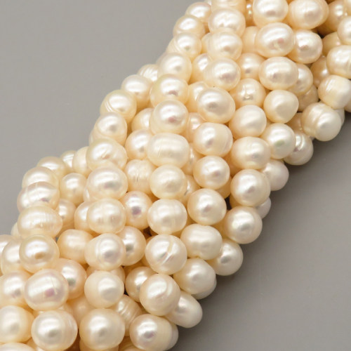 Natural Cultured Freshwater Pearl Beads Strands,Thread Punch,Off White,,9mm-10mm,Hole: 1.2mm,about 43 pcs/strand,about 50 g/strand,1 strand/package,14.17"(36cm),XBSP01404biib-L020,13480
