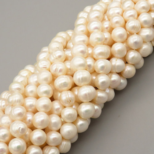 Natural Cultured Freshwater Pearl Beads Strands,Thread Punch,Off White,,9mm-10mm,Hole: 1.2mm,about 42 pcs/strand,about 50 g/strand,1 strand/package,14.17"(36cm),XBSP01410aija-L020,15600