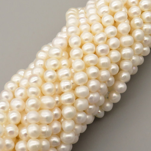 Natural Cultured Freshwater Pearl Beads Strands,Thread Punch,Off White,5mm-6mm,Hole:1mm,about 69 pcs/strand,about 20 g/strand,1 strand/package,14.96"(38cm),XBSP01510vhmv-L020,9620