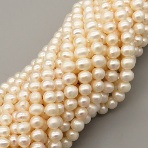 Natural Cultured Freshwater Pearl Beads Strands,Near Round Thread Punch,Off White,6mm-7mm,Hole:1mm,about 64 pcs/strand,about 22 g/strand,1 strand/package,13.77"(35cm),XBSP01534aivb-L020,9660