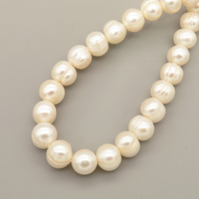 Natural Cultured Freshwater Pearl Beads Strands,Near Round Thread Punch,Off White,9mm-10mm,Hole:1.5mm,about 53 pcs/strand,about 45 g/strand,1 strand/package,14.96"(38cm),XBSP01566biib-L020,11230