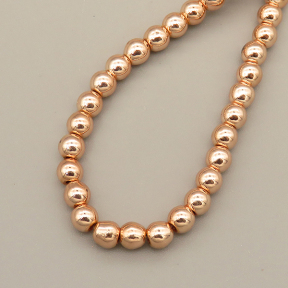 Non-magnetic Synthetic Hematite Beads Strands,Round,Plating,Rose Gold,4mm,Hole:1mm,about 90 pcs/strand,about 17 g/strand,5 strands/package,14.96"38,XBGB07464vbmb-L020