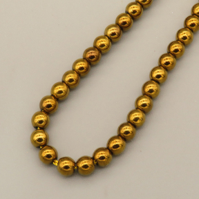 Non-magnetic Synthetic Hematite Beads Strands,Round,Plating,Khaki,4mm,Hole:1mm,about 90 pcs/strand,about 17 g/strand,5 strands/package,14.96"38,XBGB07466avja-L020