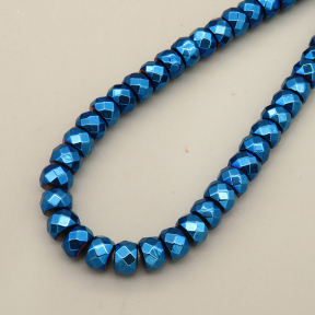 Non-magnetic Synthetic Hematite Beads Strands,Abacus Beads,Faceted,Plating,Royal Blue,4x6mm,Hole:1mm,about 90 pcs/strand,about 40 g/strand,5 strands/package,14.96"38,XBGB07492vbmb-L020