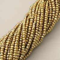 Non-magnetic Synthetic Hematite Beads Strands,Flat Beads,Faceted,Plating,Tea Champagne,2x3mm,Hole:1mm,about 190 pcs/strand,about 10 g/strand,5 strands/package,14.96"38,XBGB07506vbmb-L020