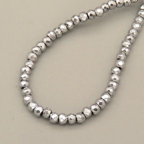 Non-magnetic Synthetic Hematite Beads Strands,Flat Beads,Faceted,Plating,Silver Gray,2x3mm,Hole:1mm,about 190 pcs/strand,about 10 g/strand,5 strands/package,14.96"38,XBGB07508vbmb-L020